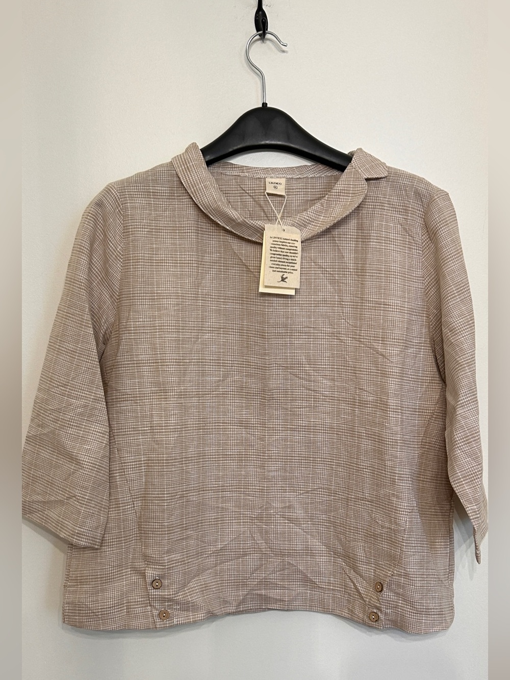 NWT LINTICO 100% LINEN ROUND SOFT-FOLD COLLAR TOP “LAURA” ON WEBSITE